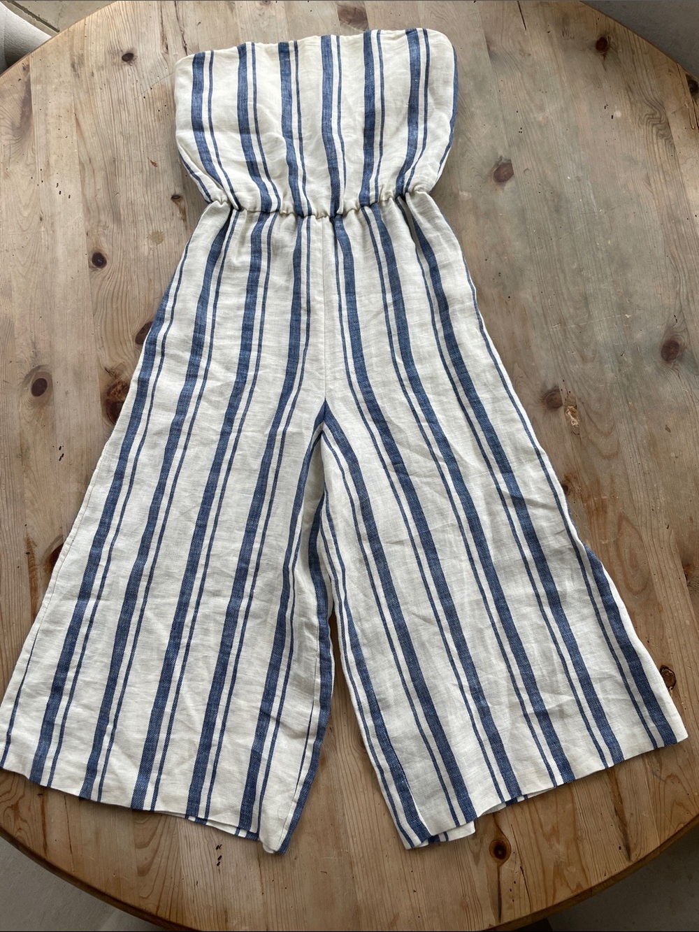 Alice + Olivia 100% Luxe Linen Open Back Coastal Resort Chic Strapless Jumpsuit